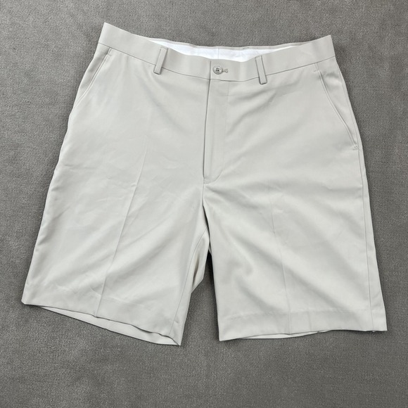 Alan Flusser Golf Shorts Size 35 Mens Stone Beige Flat Front Performance Poly — photo 2